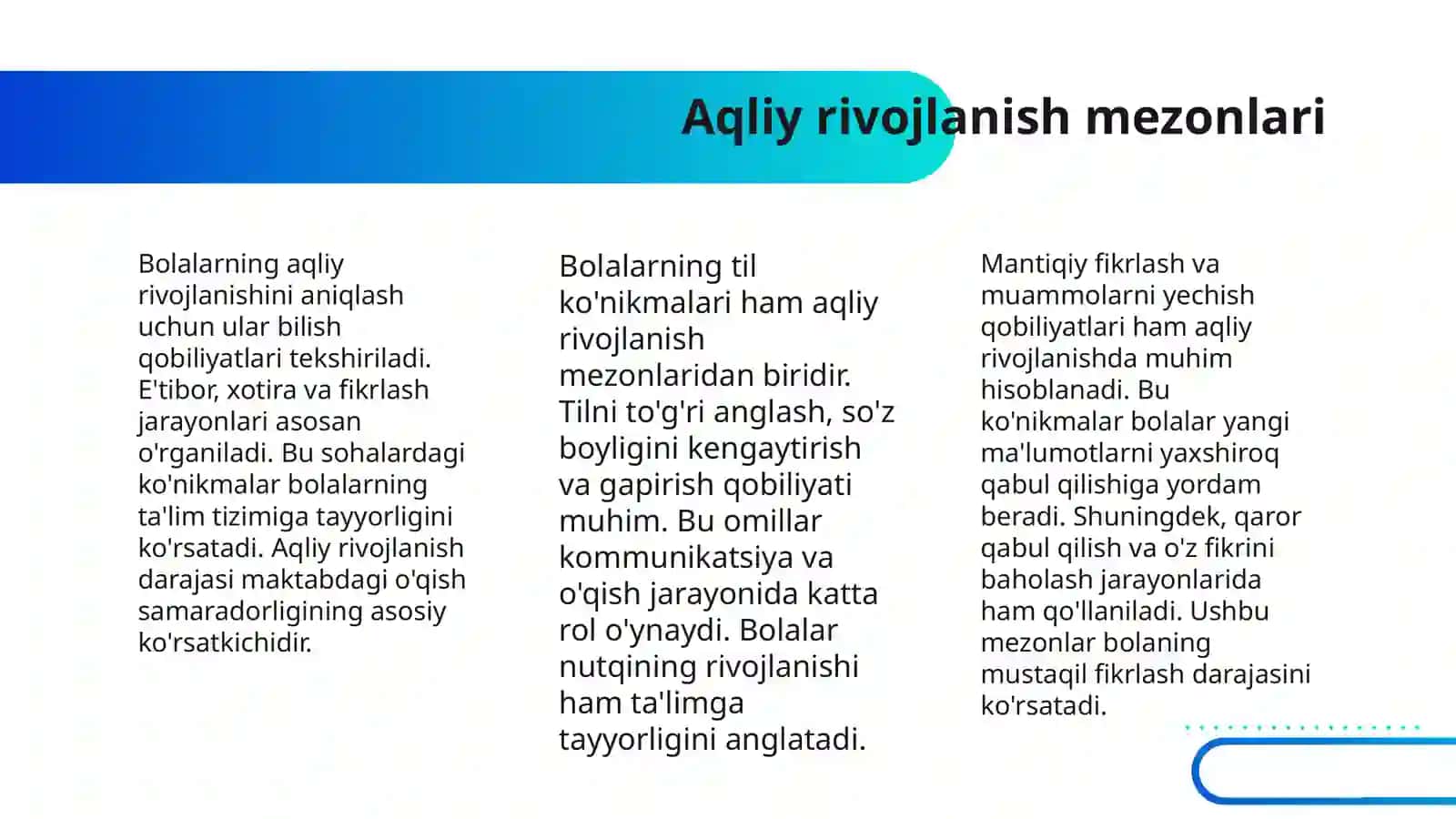BOLALARNING MAKTABDA TA’LIM OLISHGA TAYYORLIGINI TASHXISLASH USULLARI 4