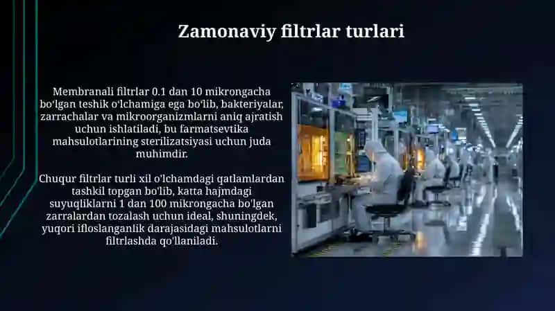 Zamonaviy filtrlar.Farmatsevtik ishlab chiqarishlarda jihozlarni joylashtirish 4