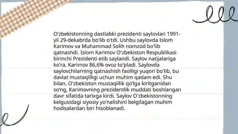 Mustaqil o'zbekiston respublikasining tashkil topishi va uning tarixiy ahamiyati 4