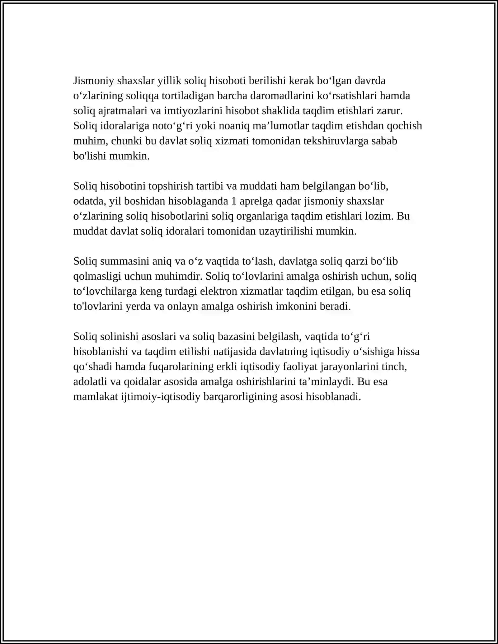 JISMONIY SHAXSLARDAN OLINADIGAN DAROMAD SOLIG'INI HISOBLAB CHIQARISH 4