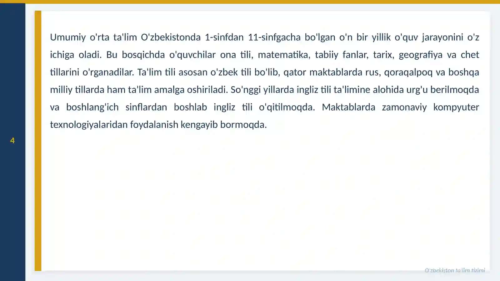 O'zbekiston Ta'lim Tizimi 4