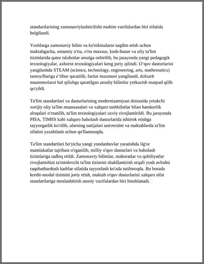 O‘ZBEKISTON RESPUBLIKASI OLIY TA’LIM FAN VA INNOVATSIYA VAZIRLIGI 4