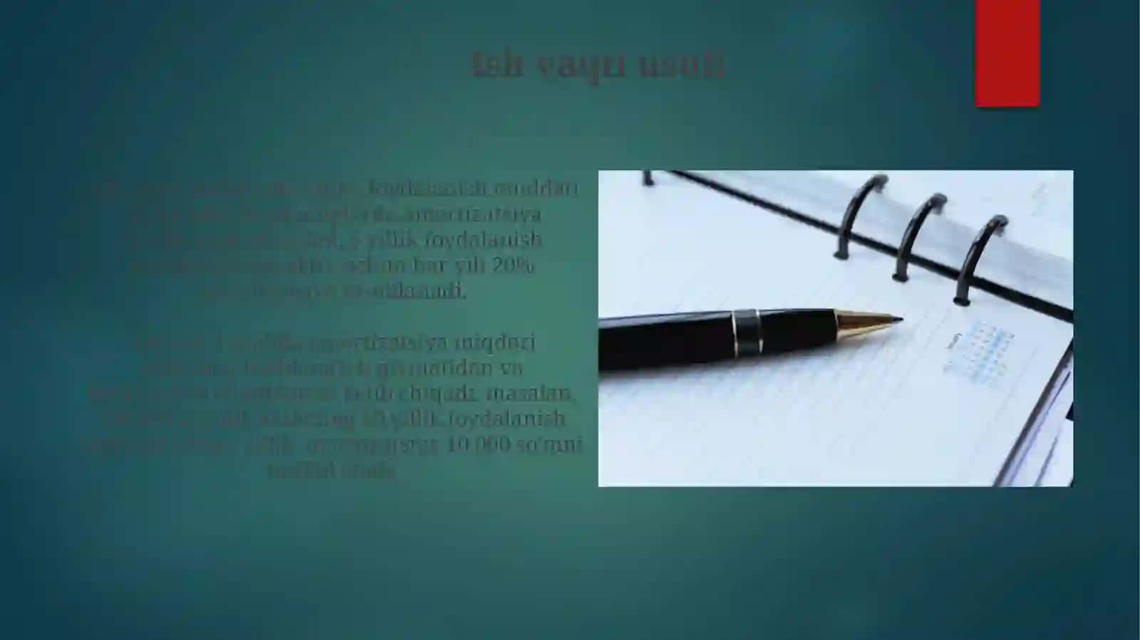 Asosiy vositalar buxgalteriya hisobi va amortizatsiya hisoblash usullari 4
