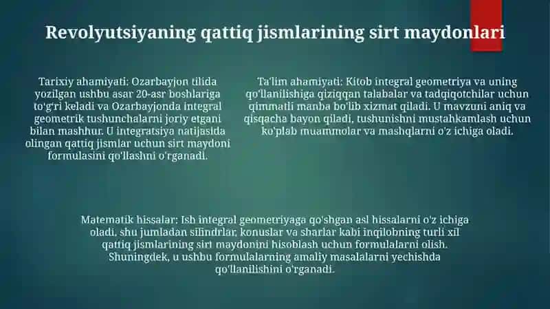 Aniq Integralni Geometrik Masalalarga Tadbiqlari 4