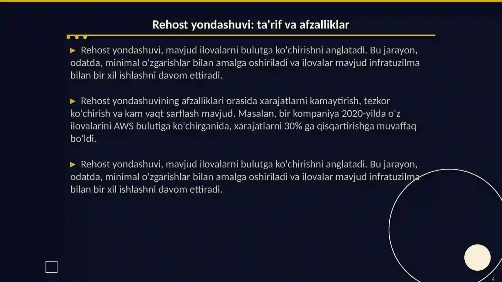 bulutli texnologiyalar fanidan Rehost,replatform,refactor yondashuvlari tahlili 4