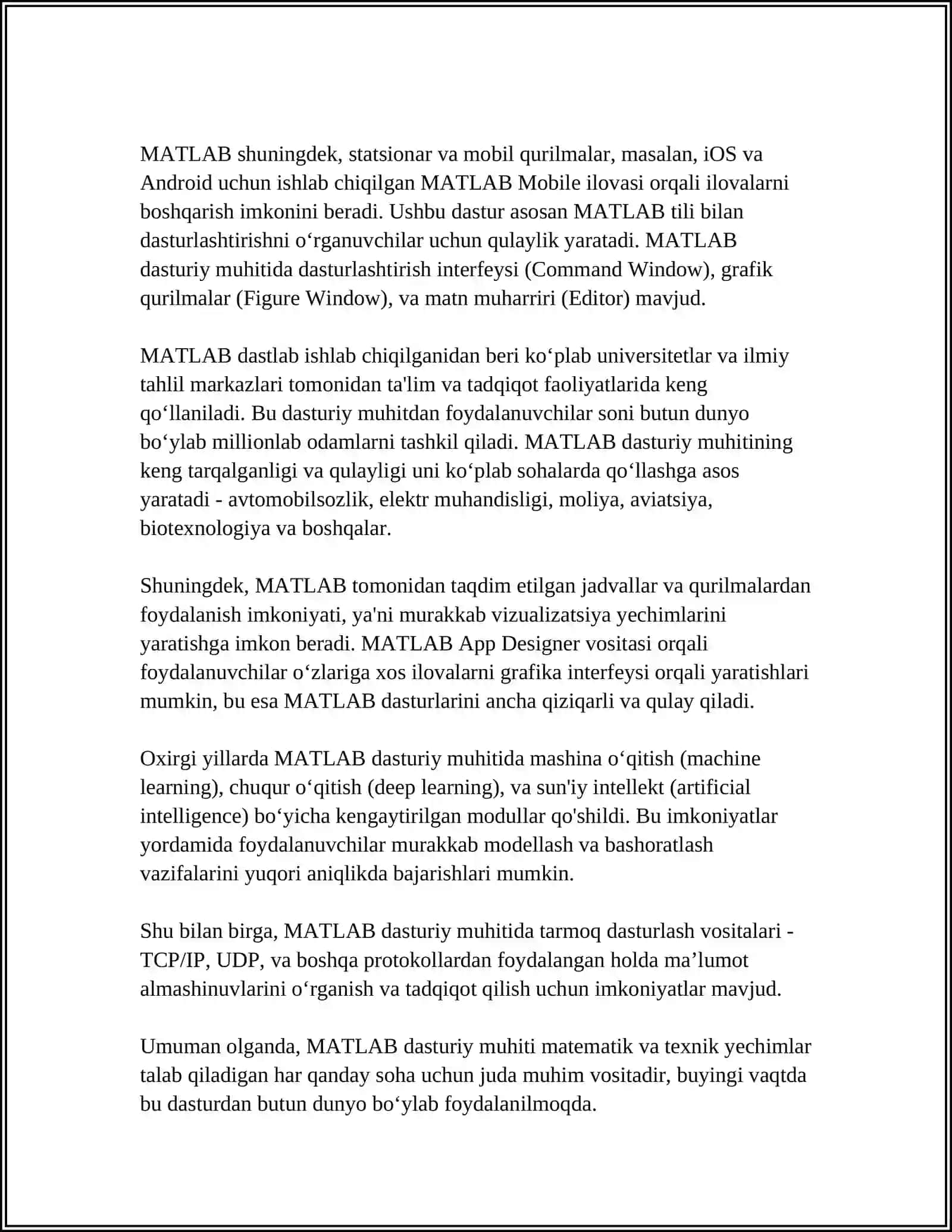 MATLAB DA IFODALARNI QOʻYISH VA SODDALASHTIRISH 4
