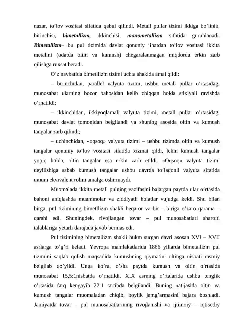 O’zbekiston Respublikasi pul tizimi va uning elementlari 4