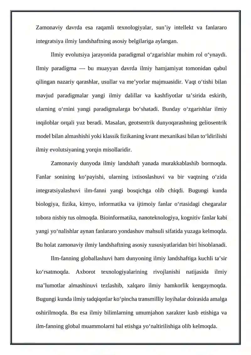 Dunyoning ilmiy landshafti va evolutsiyasi 4