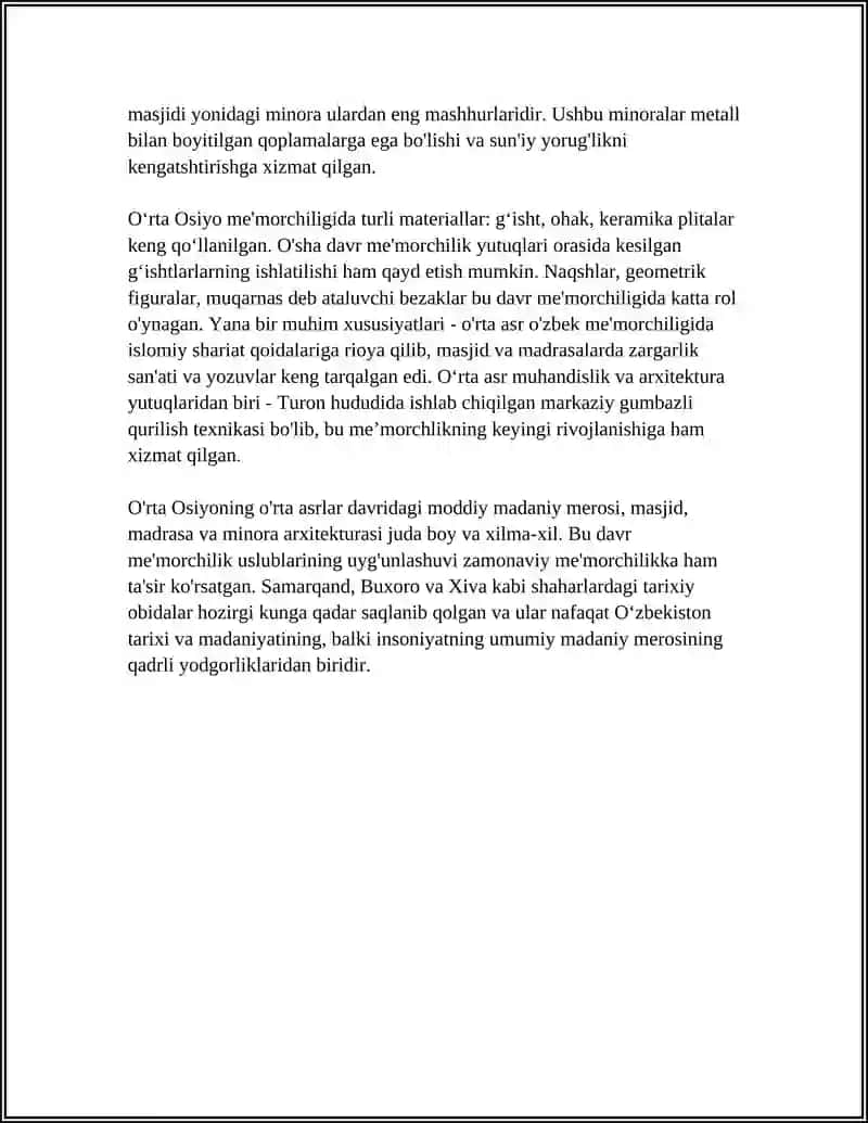 OʻRTA OSIYONING OʻRTA ASRLAR MODDIY MADANIYATI 4