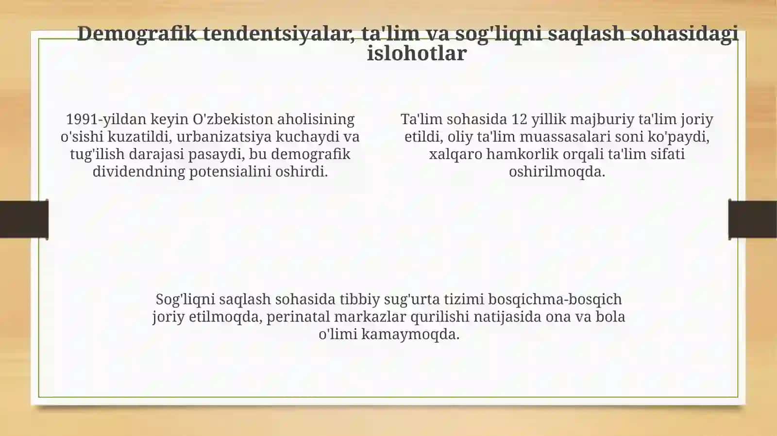 O'zbekistonning mustaqillik yillaridagi siyosiy va iqtisodiy o'zgarishlari (1991-2025) 4