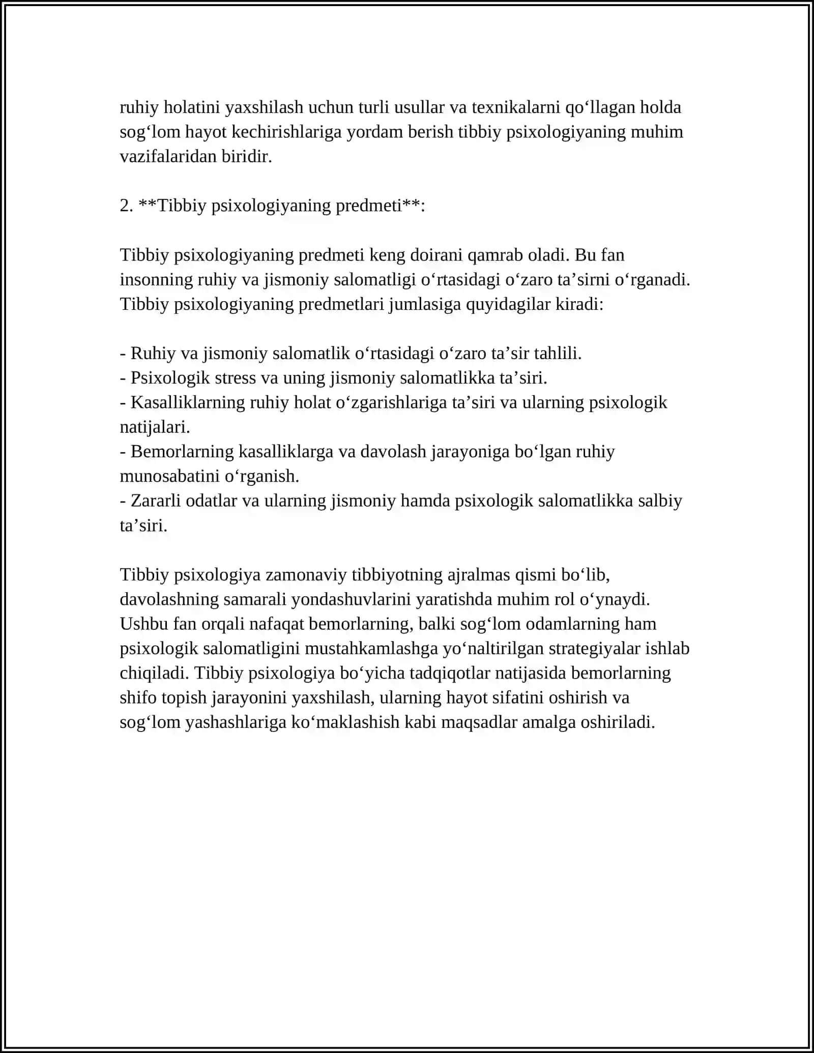 Tibbiy Psixologiya Faniga Kirish Referat 4