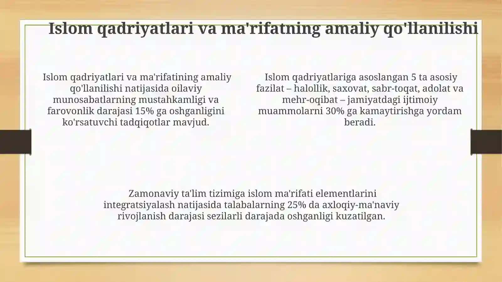 Islom qadriyatlari va ma'rifatining hozirgi kunda ahamiyati 4
