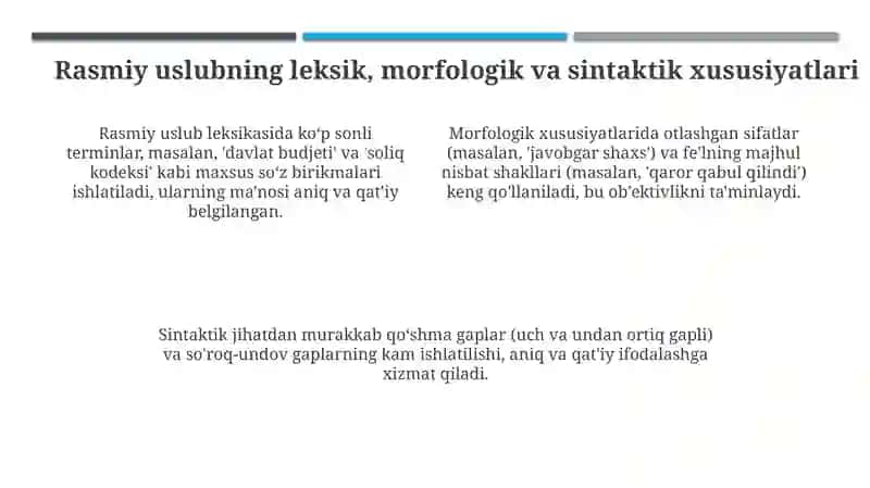 Rasmiy uslub haqida nazariy maʼlumot 4