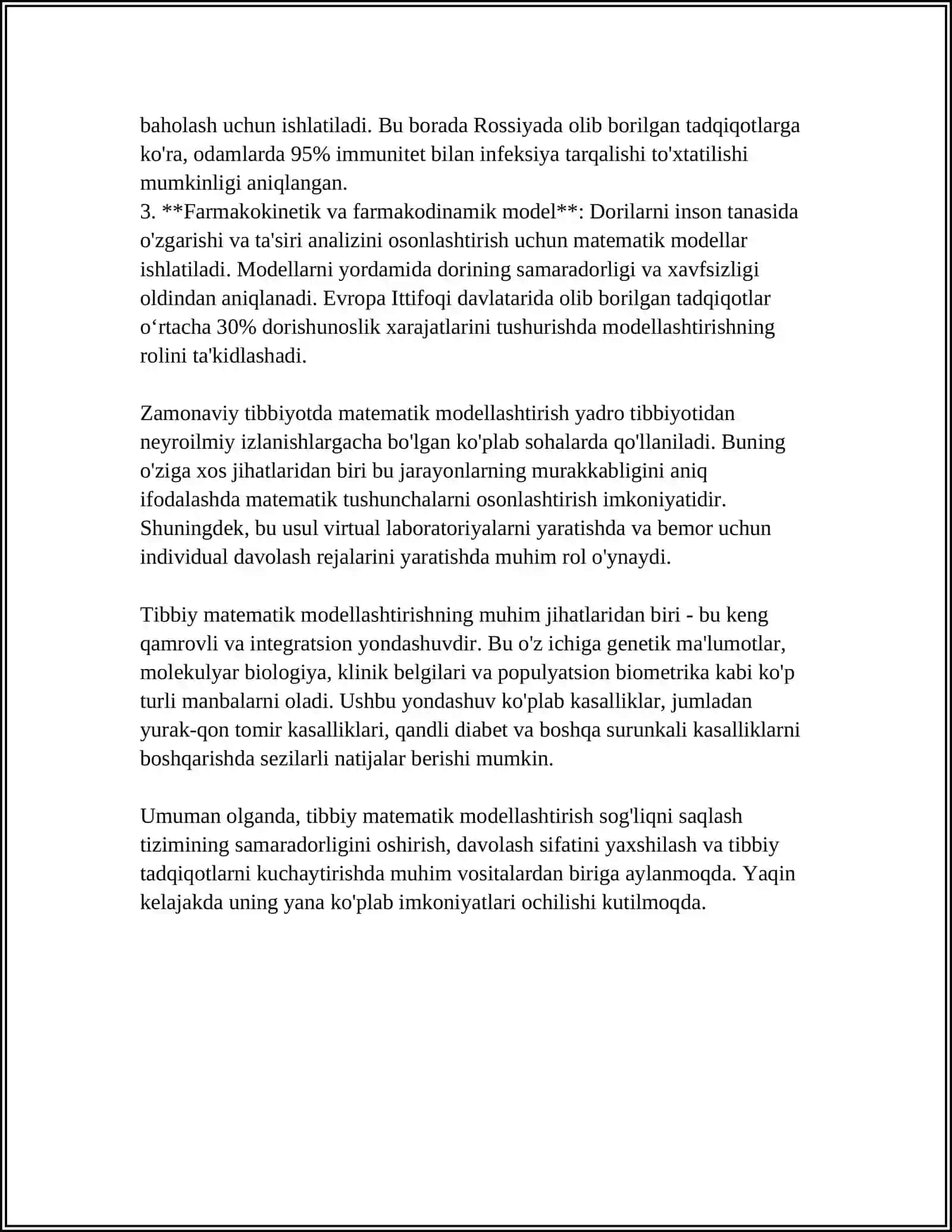 TIBBIY BIOLOGIK MAZMUNDAGI DIFFERENSIAL TUGMALARNI TUZISH VA YECHISH TIBBIY BIOLOGIYA VA FORMATSIYANING AMALIY MASALALARINI OCHIB BERISH 4
