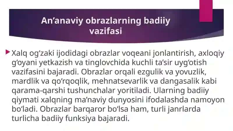 Xalq og‘zaki ijodidagi an’anaviy obrazlar 4