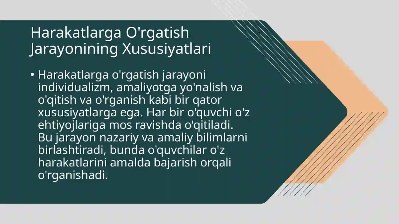 Harakatlarga o'rgatish jarayonining bosqichlarining xususiyatlari va tuzilishi 4