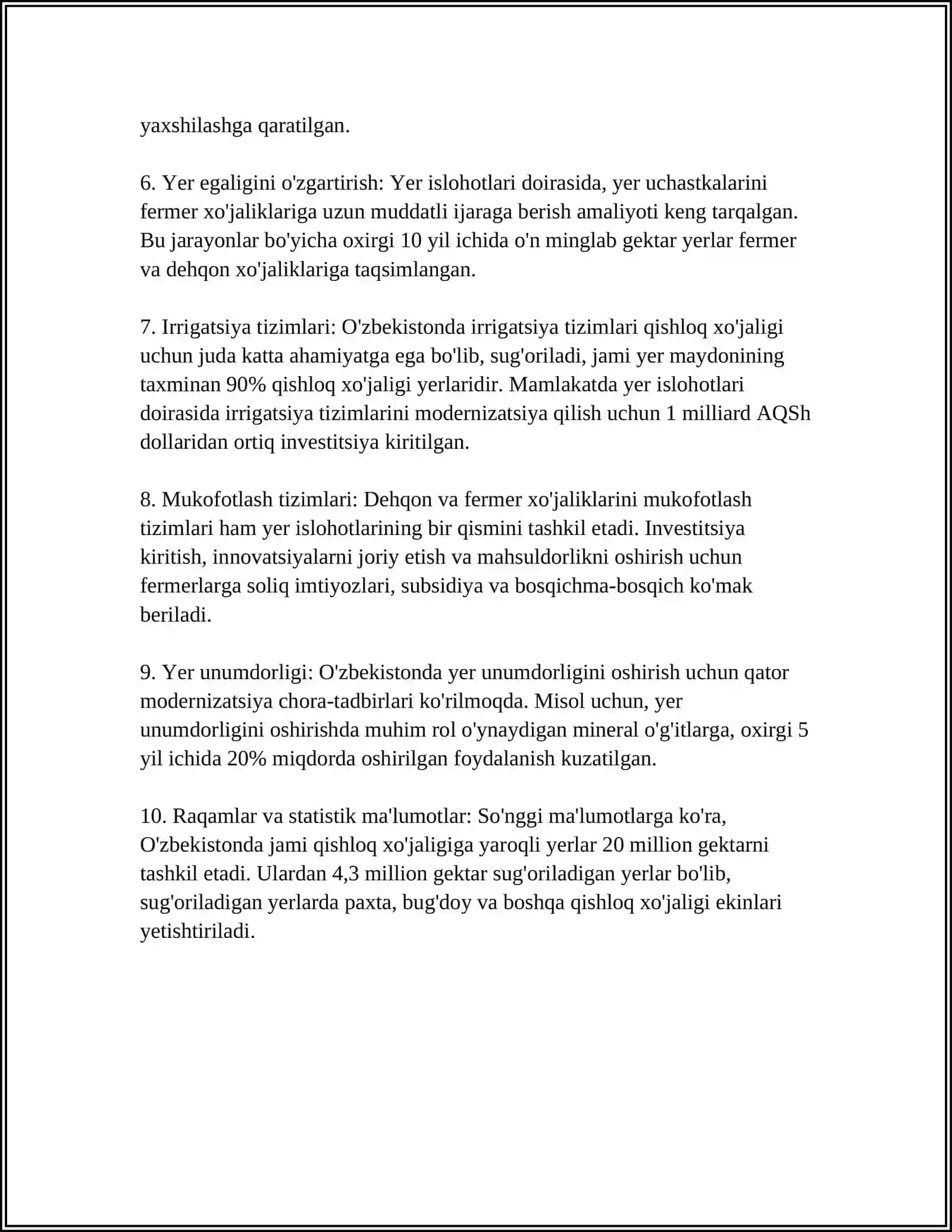 MUSTAQILLIK YILLARIDA QISHLOQ XO‘JALIGI VA SANOAT SOHASIDAGI O‘ZGARISHLAR 4