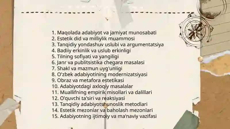 Cho'lponning "Adabiyot nadur?" maqolasini tahlil qilish 4