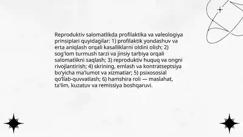 Reproduktiv salomatlikning valeologik tamoyillari 4