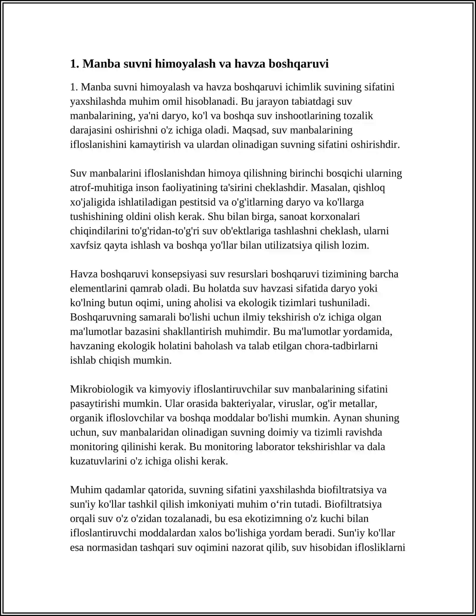 ICHIMLIK SUVINING SIFATINI YAXSHILASHDAGI ASOSIY USULLAR 4