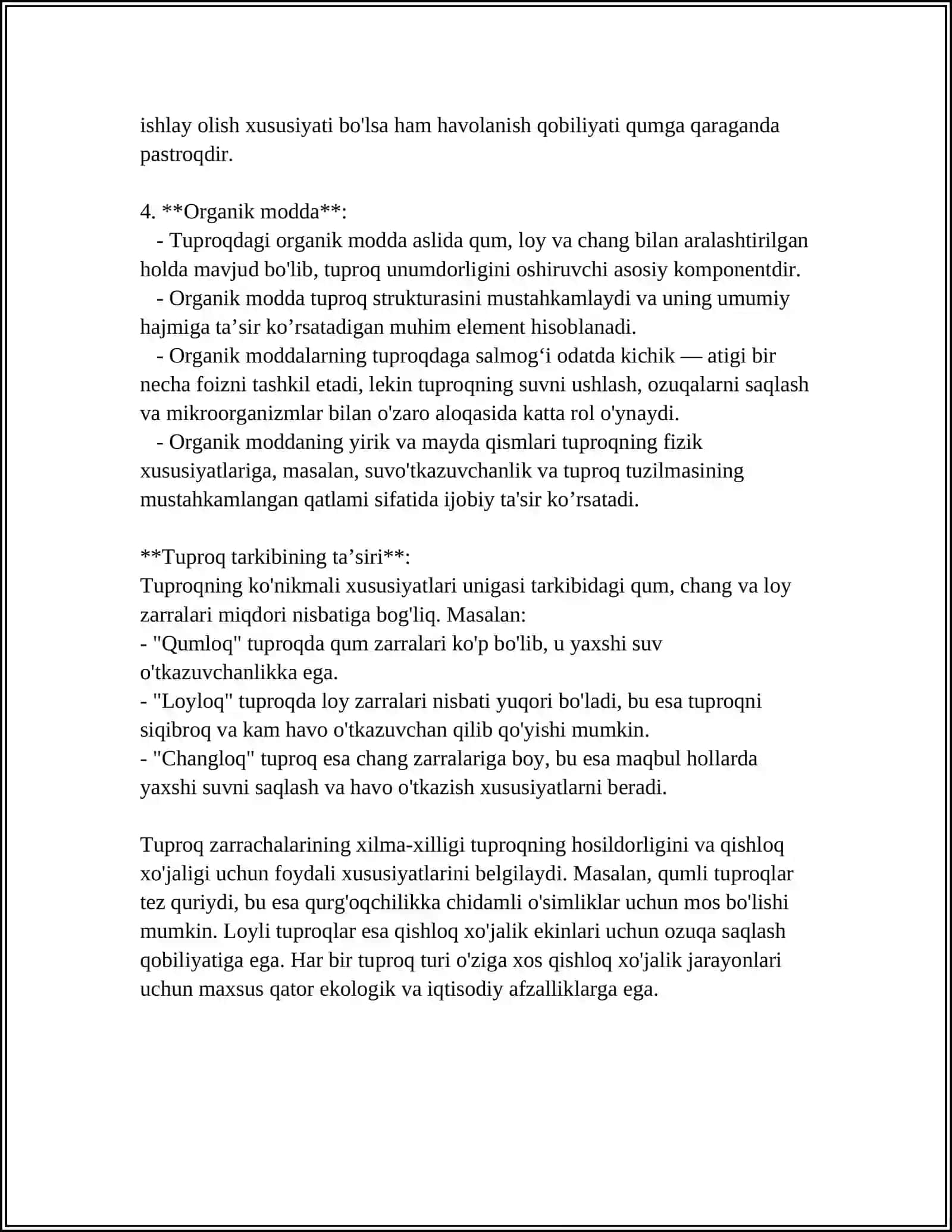 TUPROQ HOSIL QILUVCHI GʻOVOKSIMON NURASH MAHSULOTLARI TUPROQNING MEXANIK TARKIBI 4