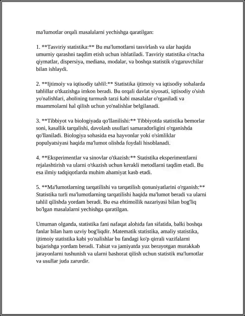 STATISTIKA FANIGA KIRISH 4