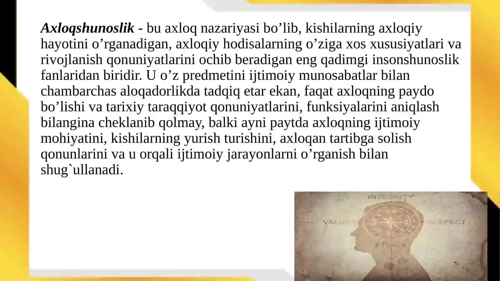 Etika fanining predmeti, mohiyati, uning asosiy belgilari va tuzilmasi 4