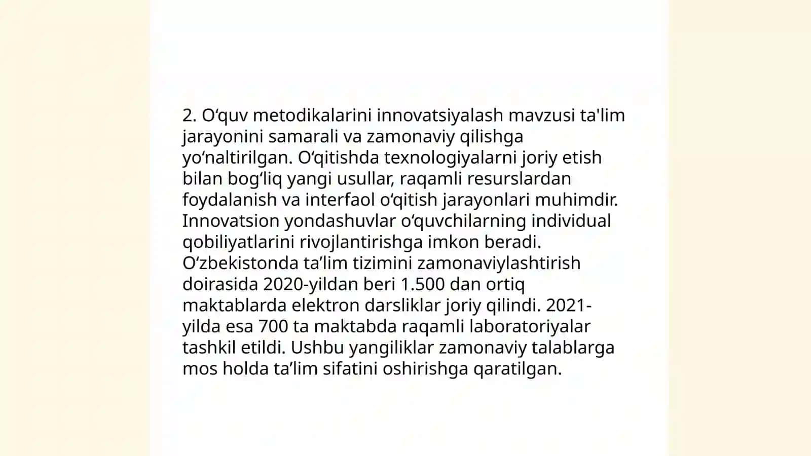 Texnologiya fanida ish rejasini ishlab chiqish va amalga oshirish 4