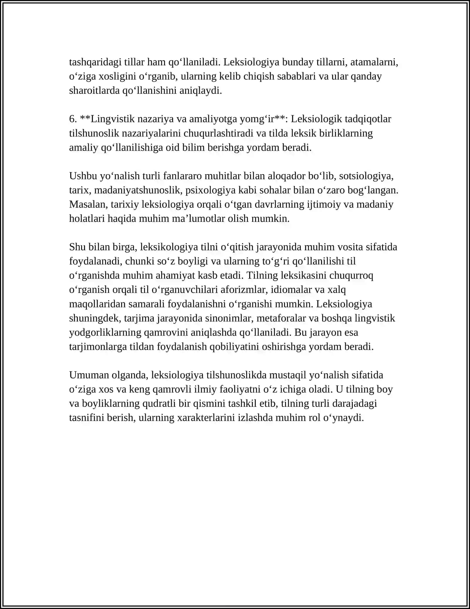 LEKSIKOLOGIYA VA SEMASALOGIYA. SO'Z TILNING MARKAZIY BIRLIGI SIFATIDA 4
