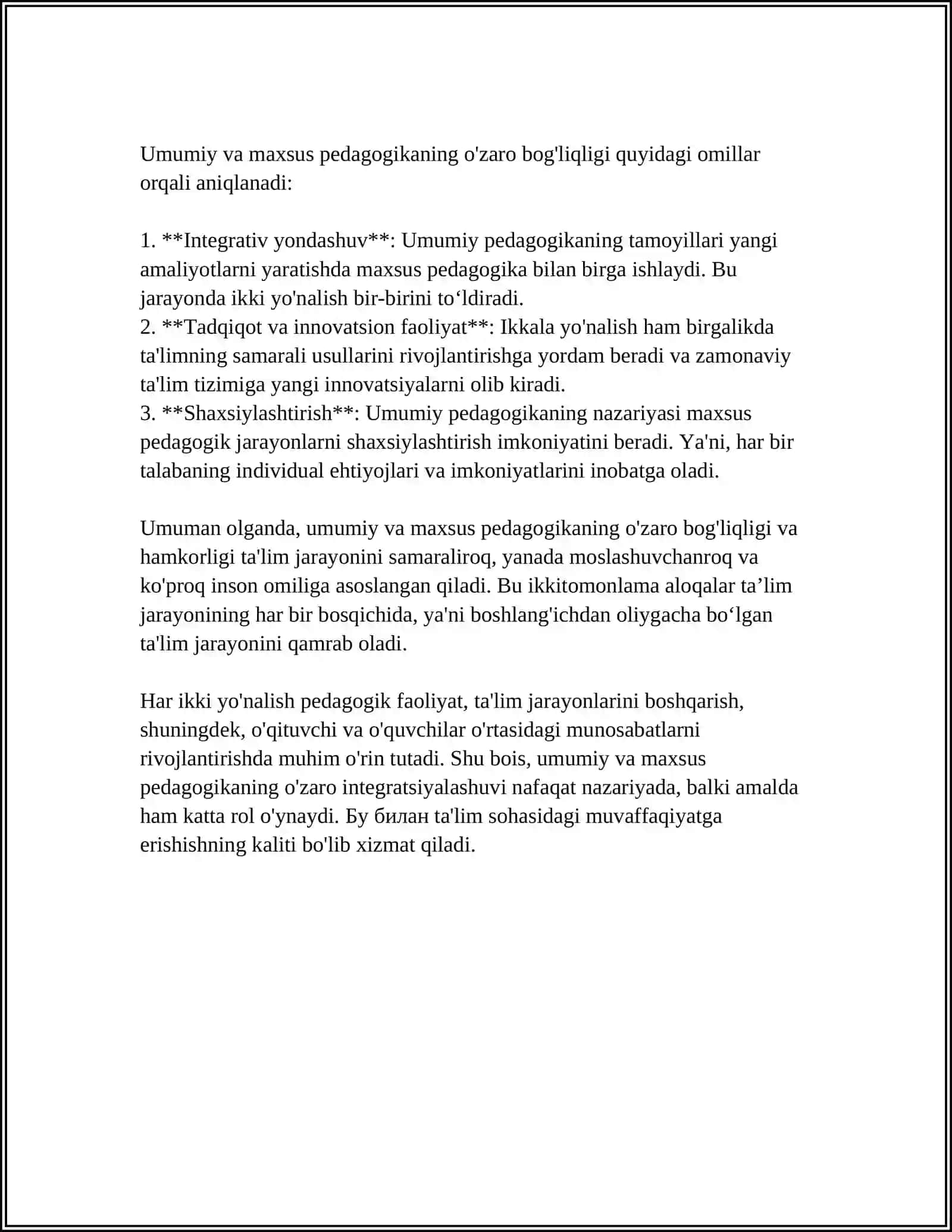 MAXSUS PEDAGOGIKA VA UMMUMIY PEDAGOGIKA O'RTASIDAGI BOG'LIQLIK 4