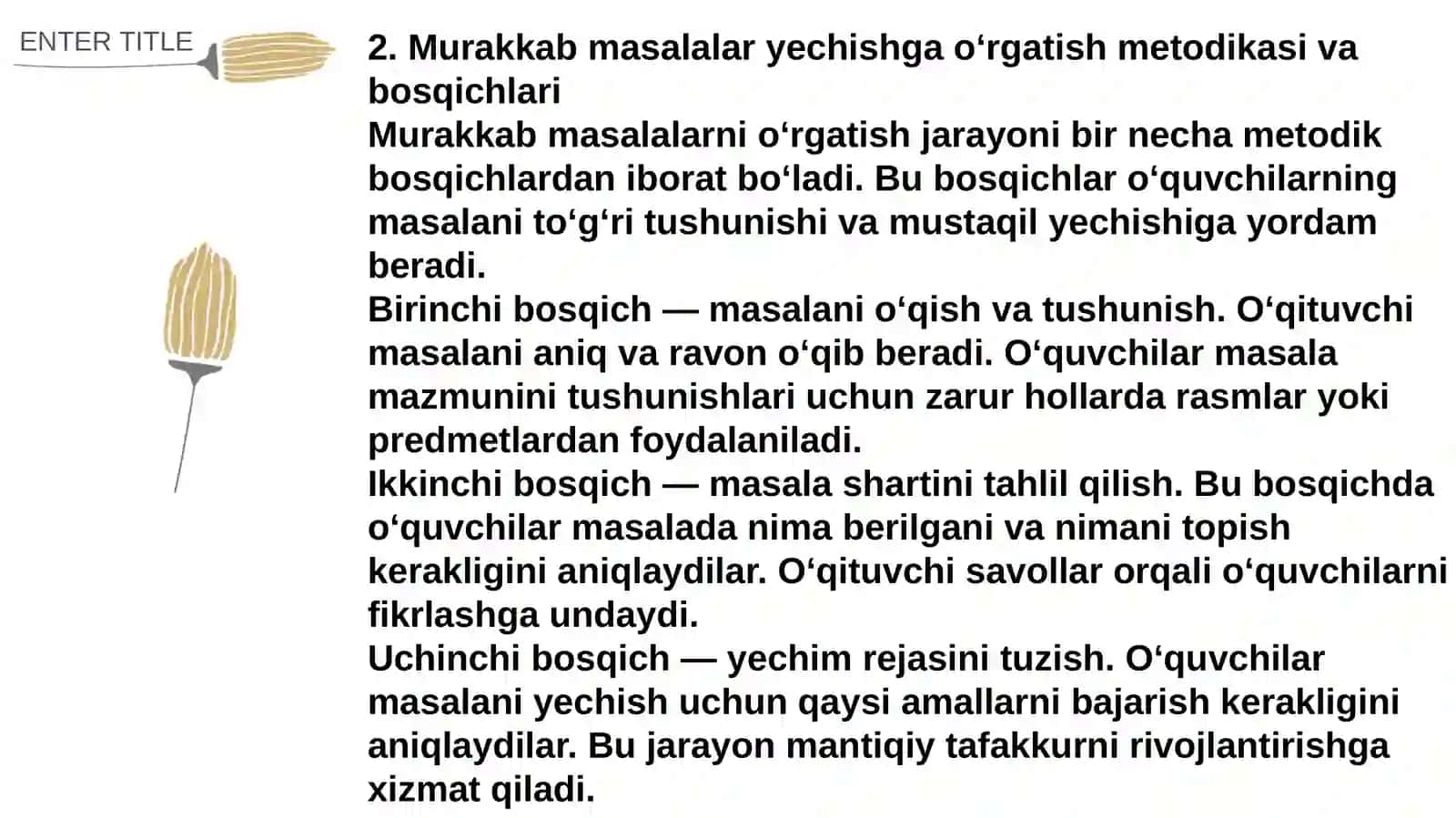 Yordamchi maktabda murakkab masalalar yechishga o‘rgatish metodikasi 4