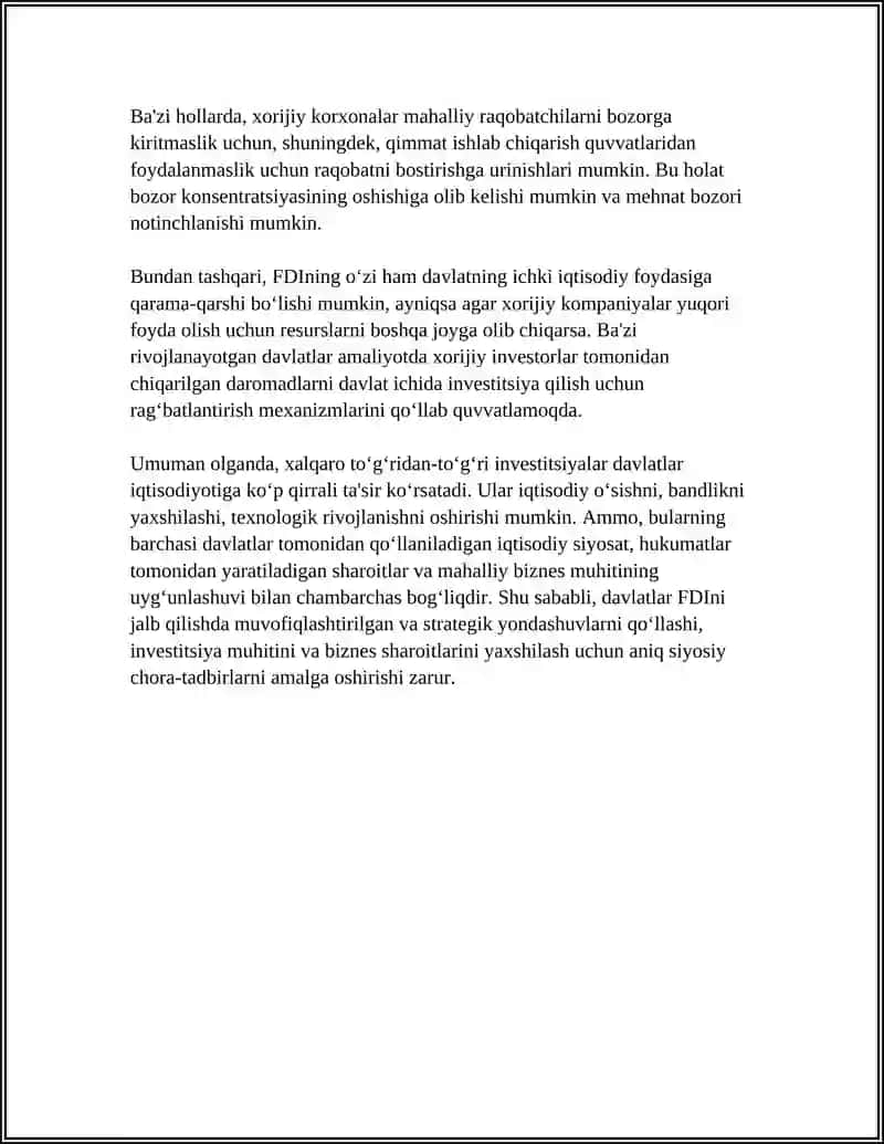 Xalqaro Investitsiyalar va Ularning Dablatlar Iqtisodiyotiga Ta'siri 4