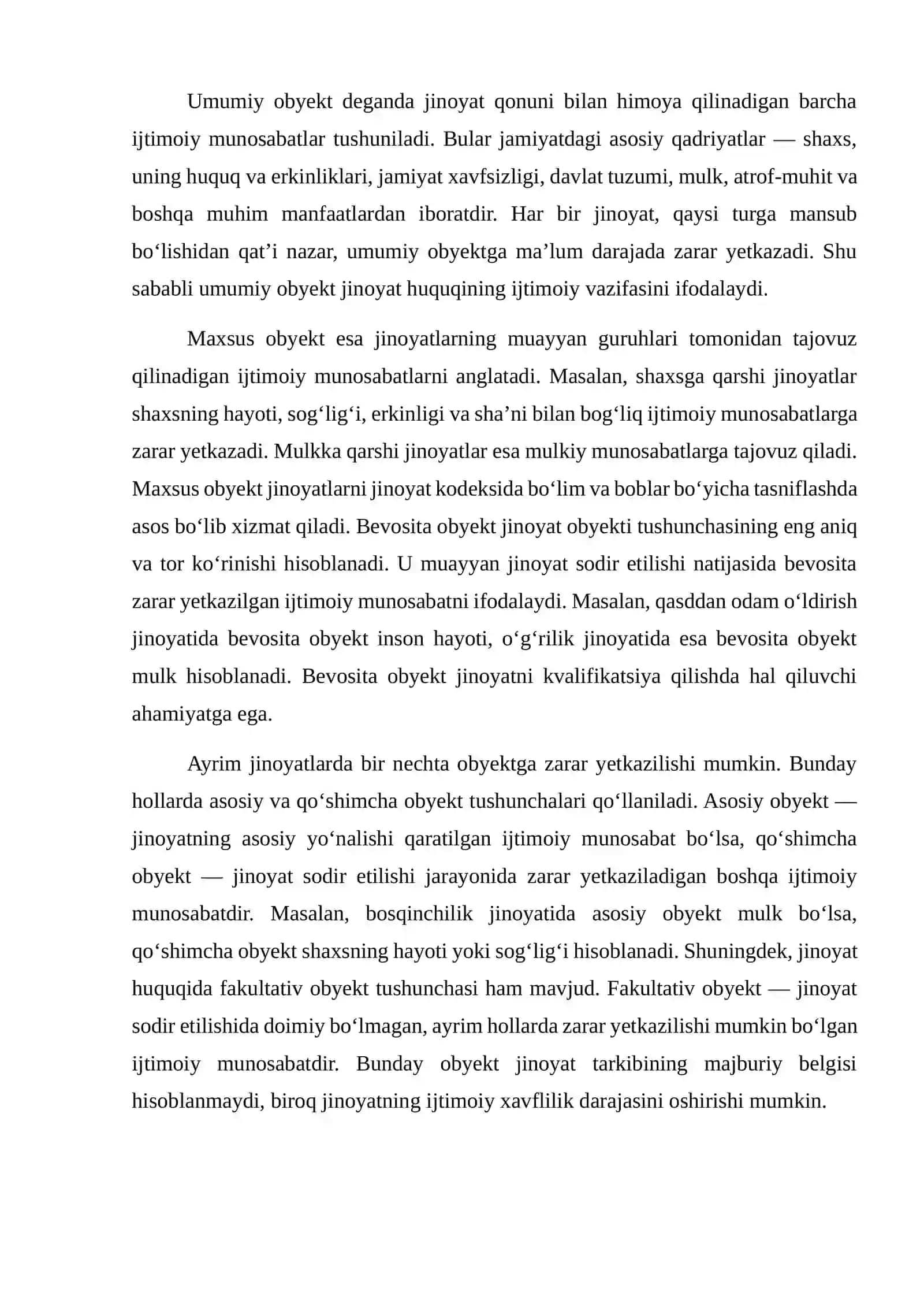 Jinoyat obyetki va jinoyatning obyektiv tomoni 4