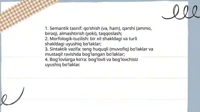 Uyushiq bo'laklar va gap bo'laklarining tartibi 4
