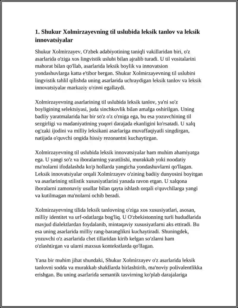 O'ZBEK YOZUVCHISI SHUKUR XOLMIRZAYEVNING TIL USLUBINI LINGVISTIK TAHLIL QILISH 4