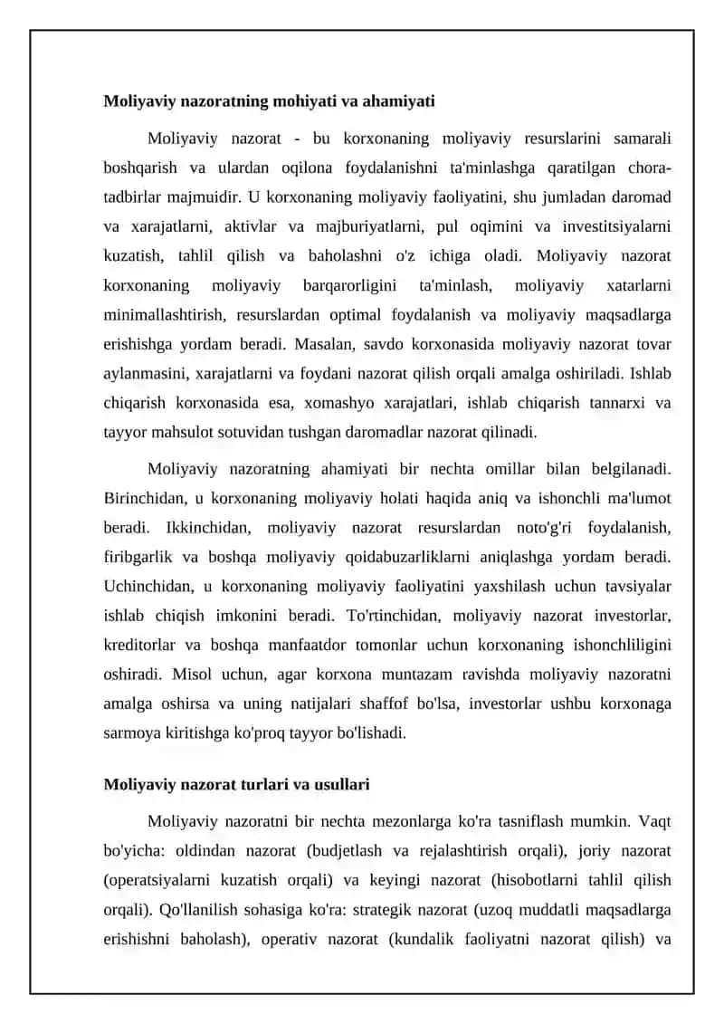 Biznesda moliyaviy nazoratni tashkil etishning asoslari 4