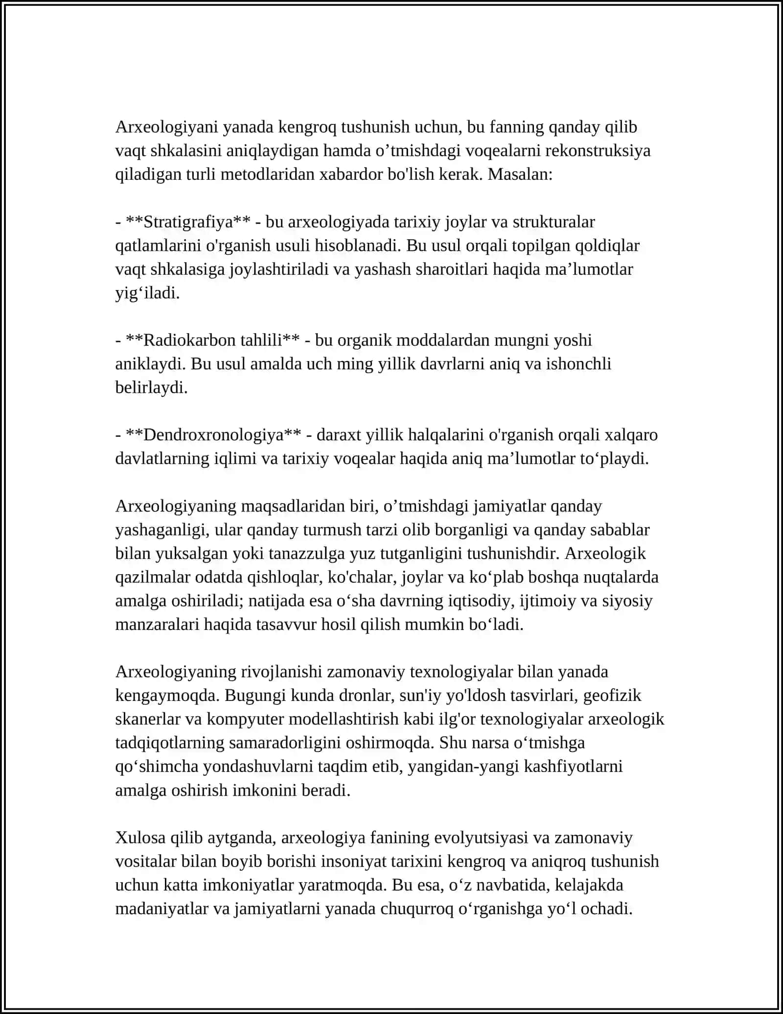 MUSTAQIL ISH Mavzu: ARXEOLOGIYA FANINING PREDMETI MAQSADI VA VAZIFALARI 4