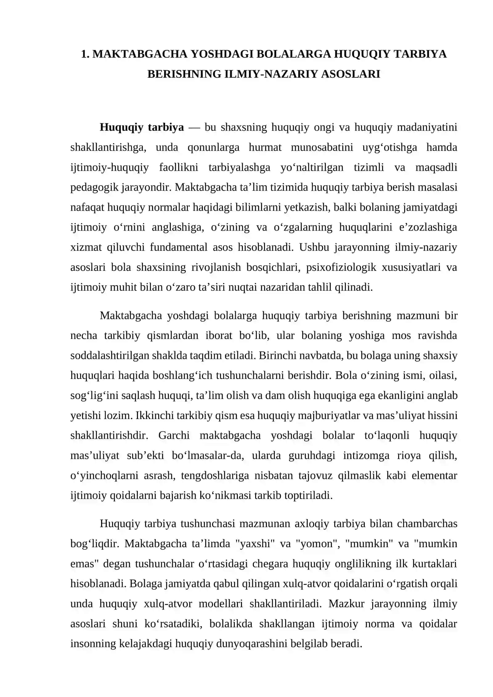 Ilk va maktabgacha yoshdagi bolalarga huquqiy tarbiya berishning mazmuni, shakl, metod va vositalari 4