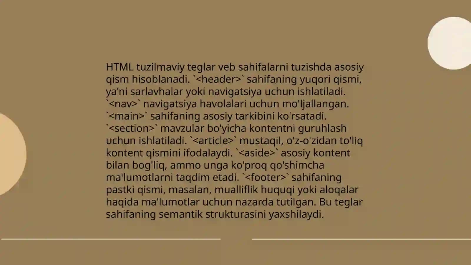 HTML teglar, HTML jadvallar, HTML roʻyxatlari nima 4