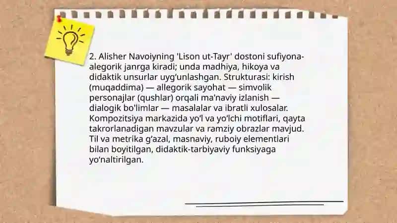 Alisher Navoiyning Lison ut-Tayr dostoni 4