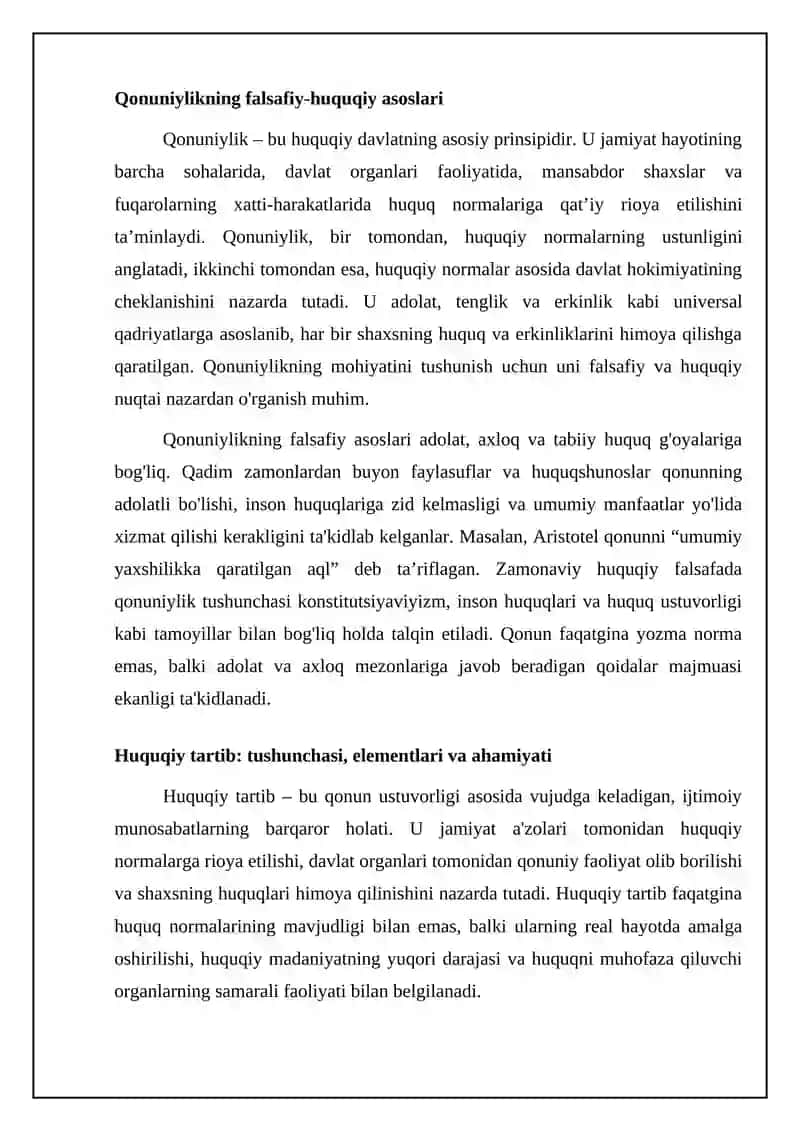 Mavzu: Qonuniylik va huquqiy tartibot 4