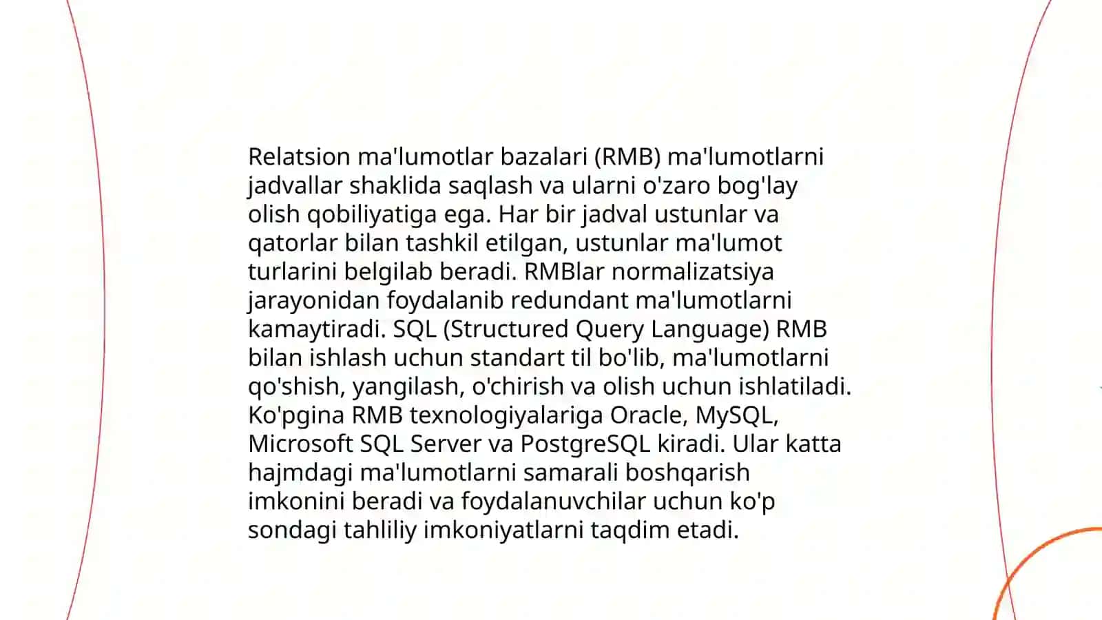 Ma'lumotlar bazasi va ularni boshqarish tizimlari dasturlari va ularni òrganish 4