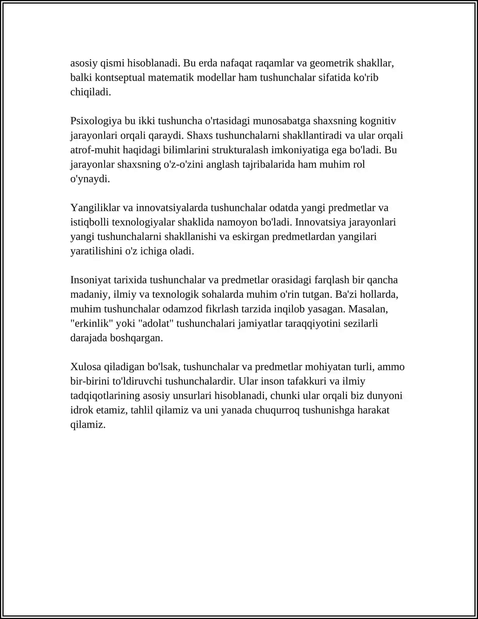 TUSHUNCHA - PREDMETLARNING MUHIM, UMUMIY BELGILARI 4