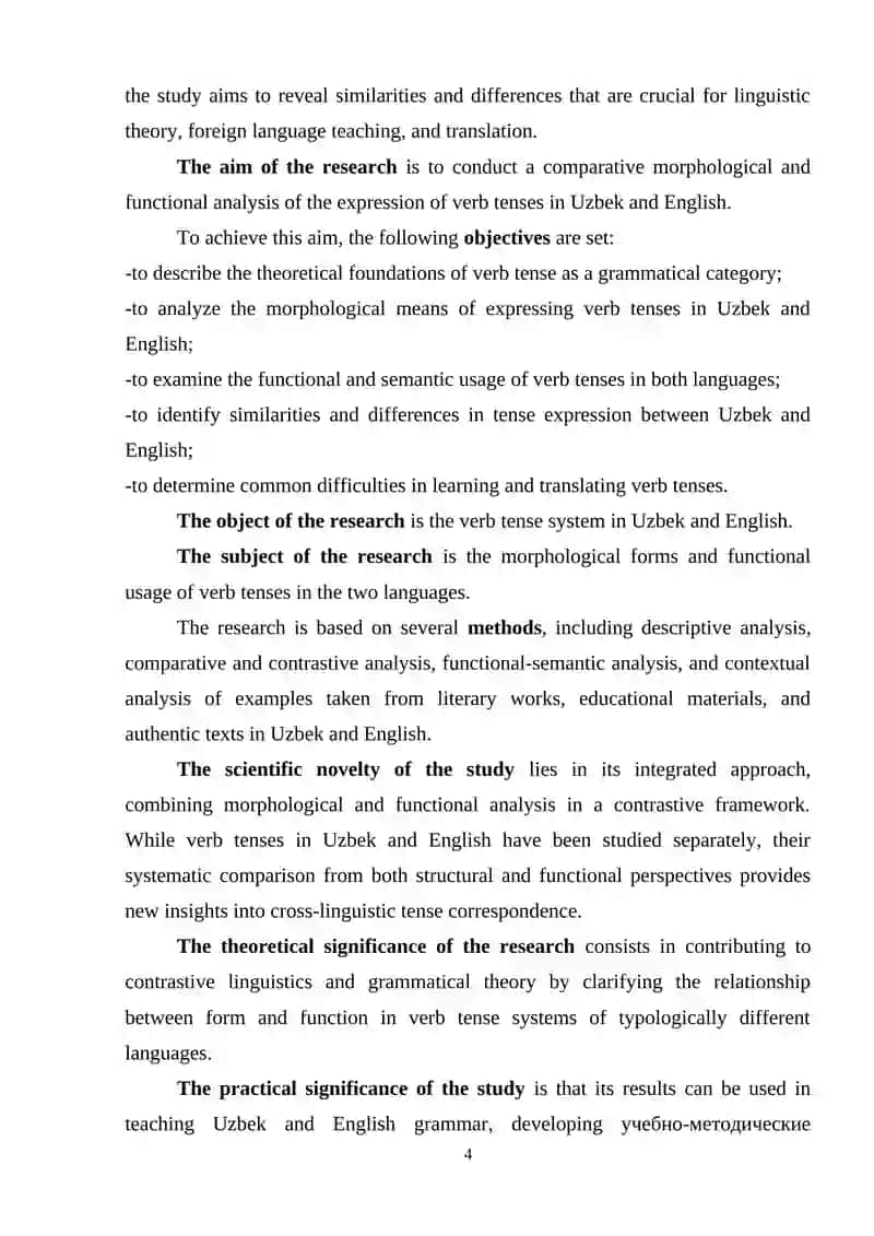 MОRРHОLОGIСАL АND FUNСTIОNАL АNАLYSIS ОF VЕRB TЕNSЕS IN UZBЕK АND ЕNGLISH 4