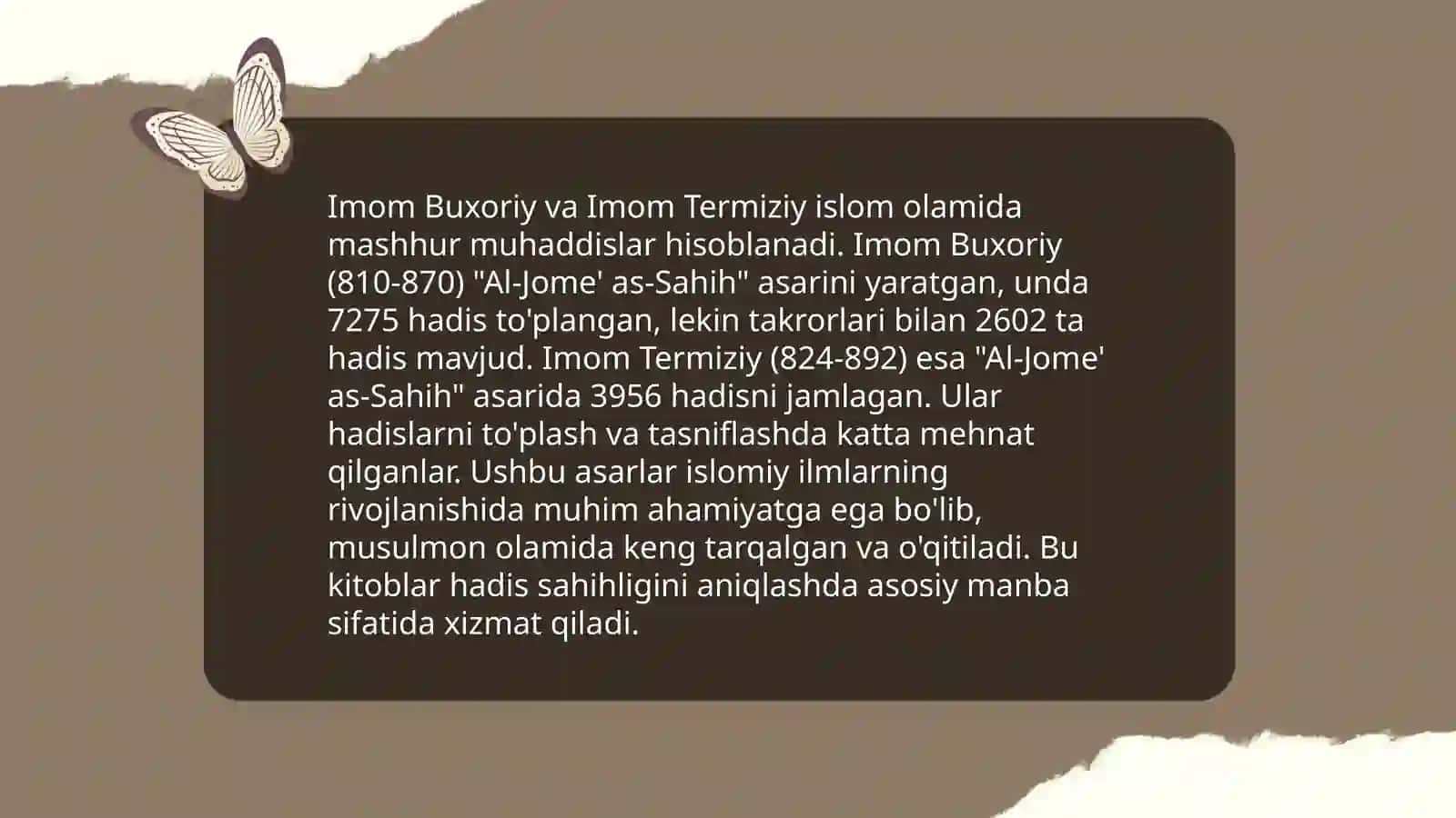 Imom Buxori va Imom Termiziy hayoti va ilmiy faoliyati 4