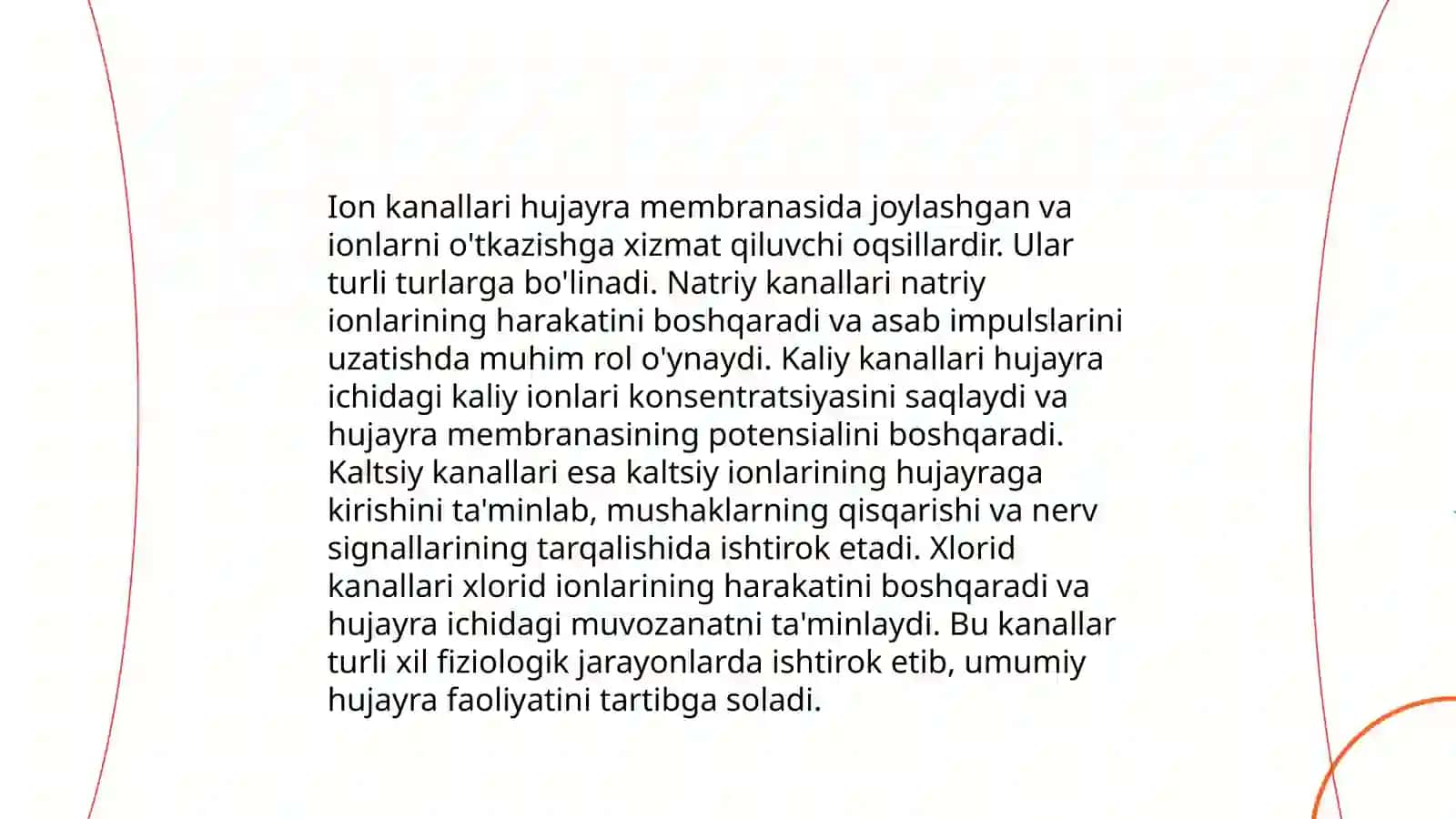 Membranalar orqali transport mexanizmi Boshqaruvchi ion kanallar 4