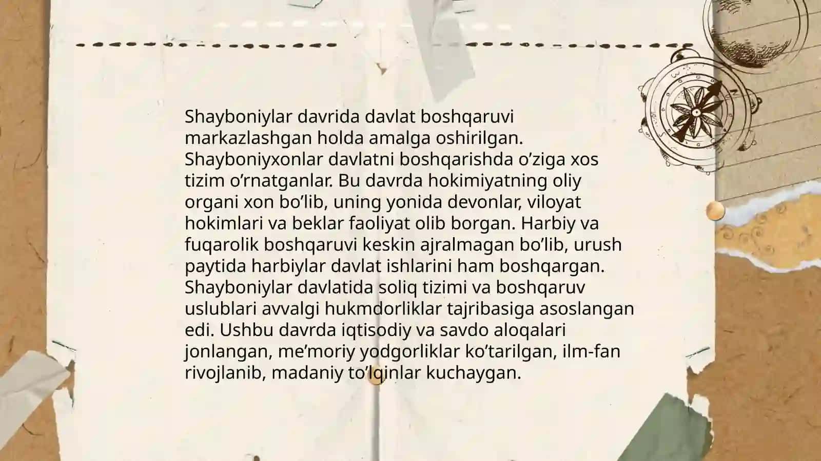 Shayboniylar davlatining ma’muriy tuzilishi va davlat boshqaruvi 4