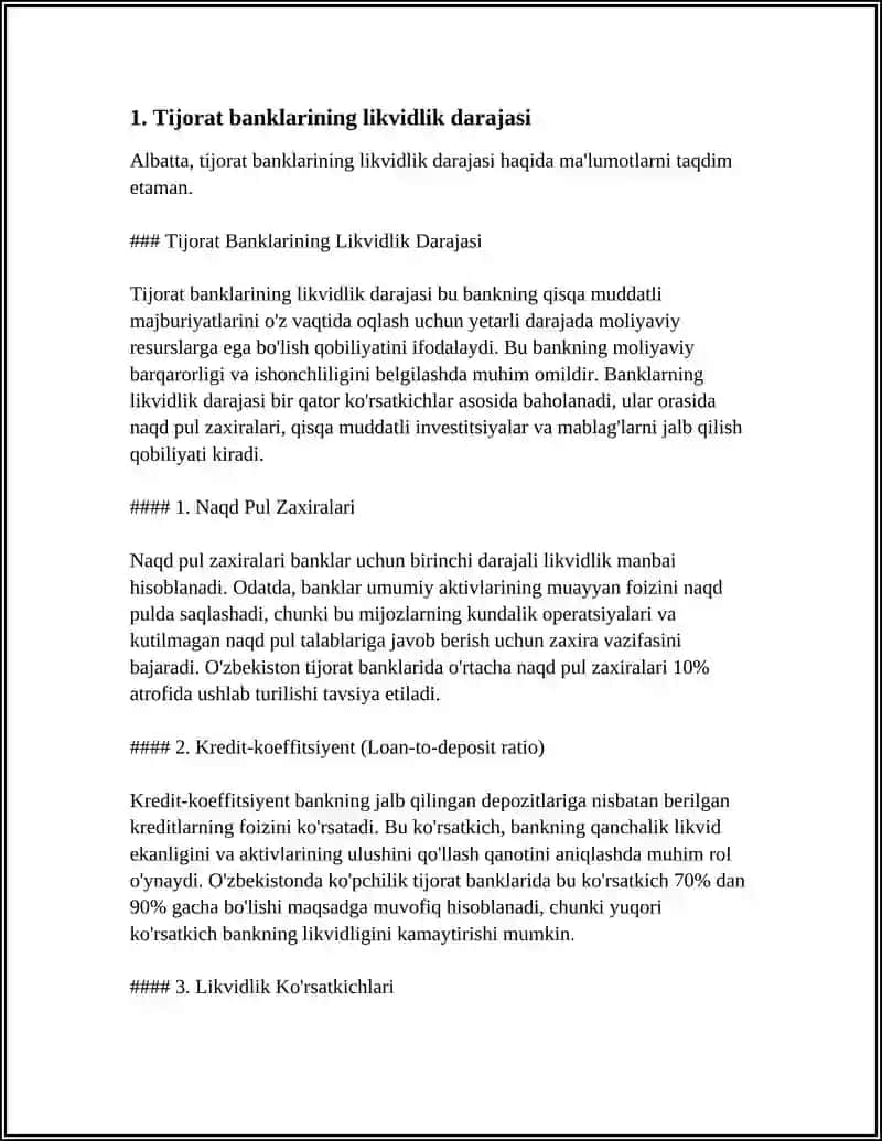 TIJORIY BANKLARNING TO'LOVGA LAYOQATLIGI VA LIKVIDLIGI 4
