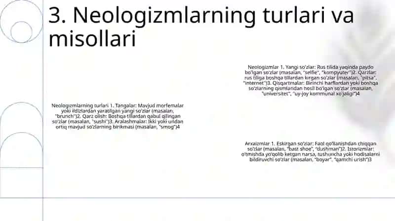 Neologizmlar va arxaizmlar: umumiy ko'rinish 4