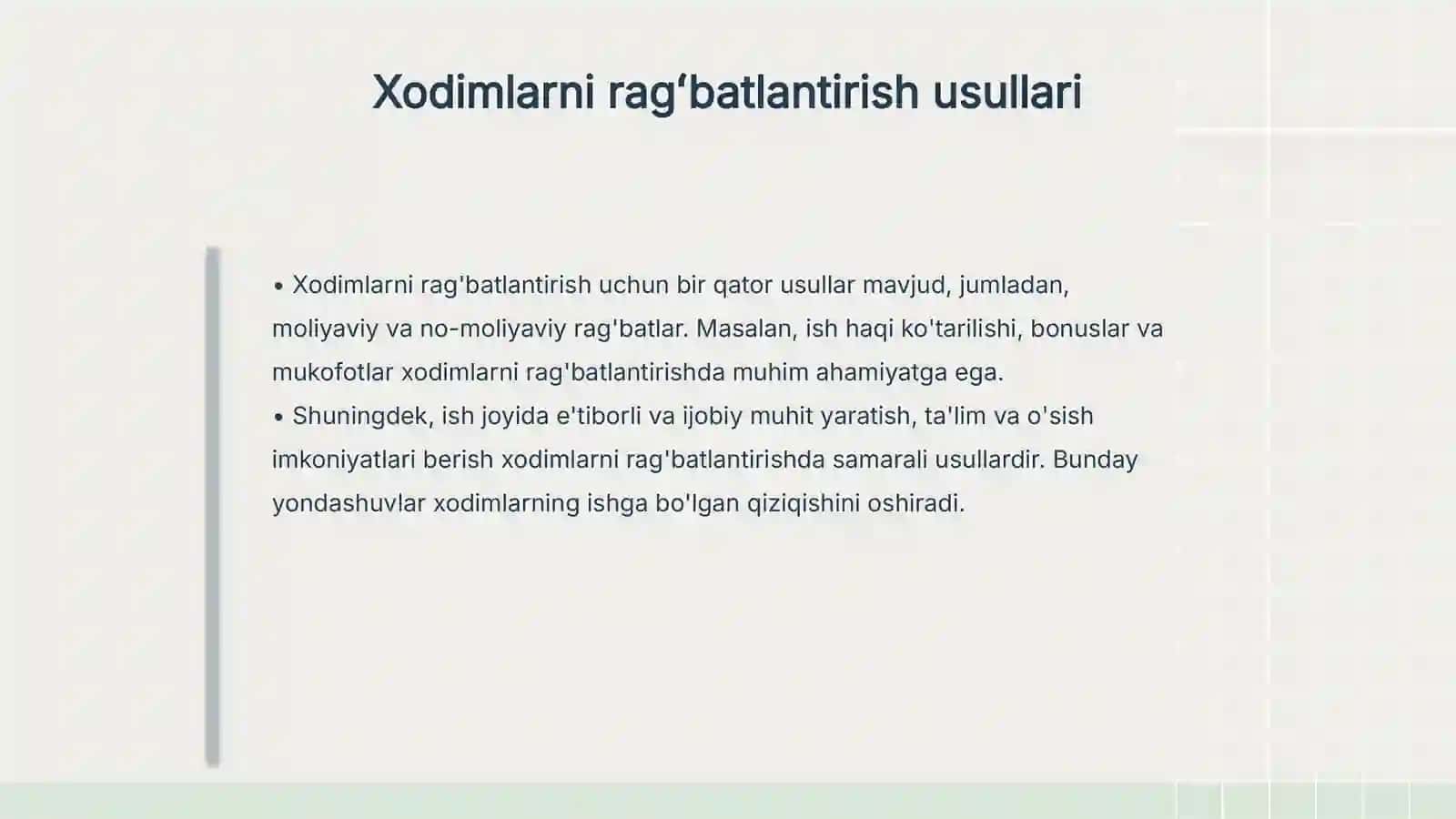 Mtt larda xodimlarni motivatsiya va ragʻbatlantirish tizimi 4